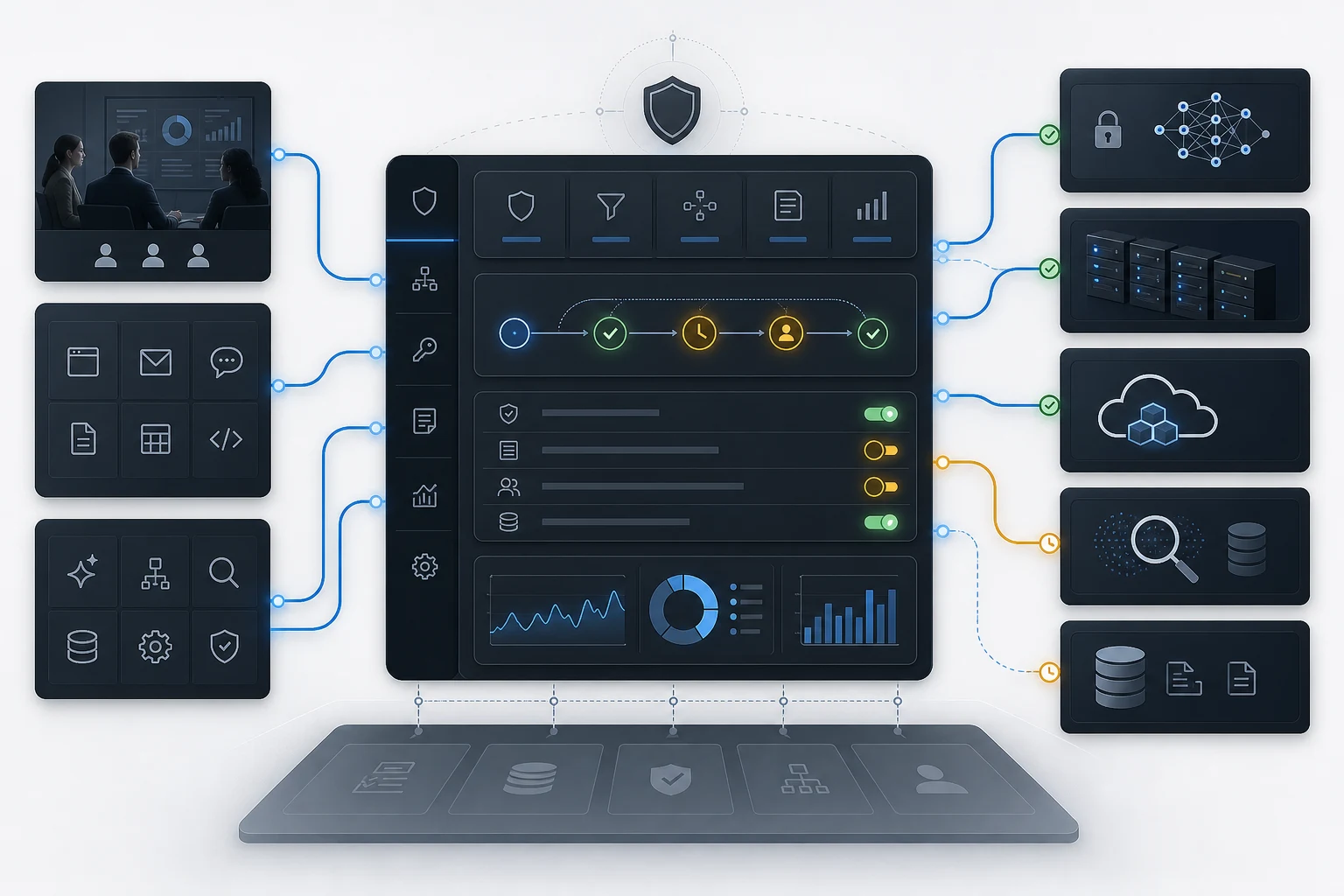 AgenixCore-style AI control layer routing enterprise AI requests across private models, on-prem inference, cloud AI, and enterprise data.