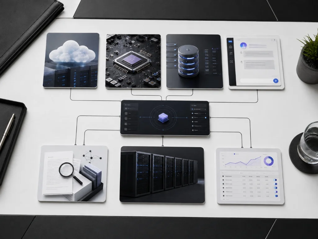 Comparison of enterprise AI platform categories including cloud AI platforms, model providers, RAG systems, copilots, private models, and AI control planes.