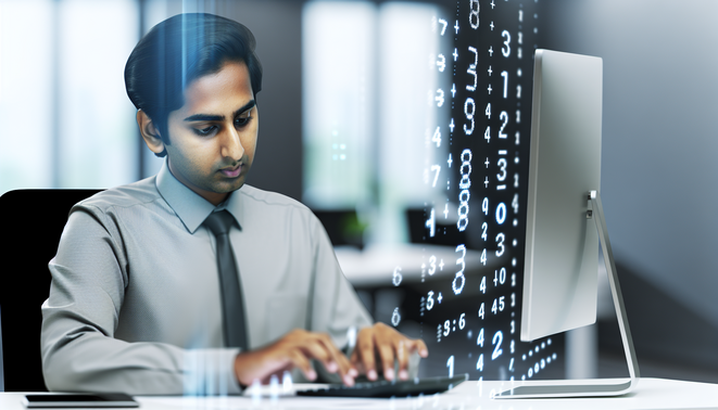 Will AI Replace Accountants? Navigating the Future of Accounting 1 alt_text: Accountant analyzing financial data on a computer in a modern office with AI technology